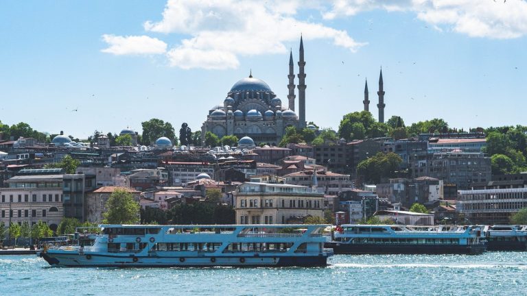 Istanbul: A large body of water with a city in the background